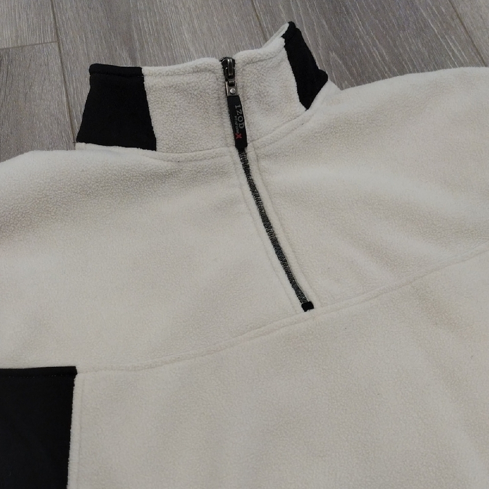 Izod Cream and Black Zip-Up Sweater - Picture 6 of 17